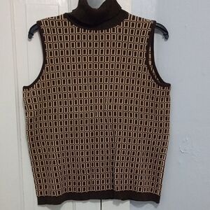 Liz Claiborne Brown and Tan Sleeveless Top